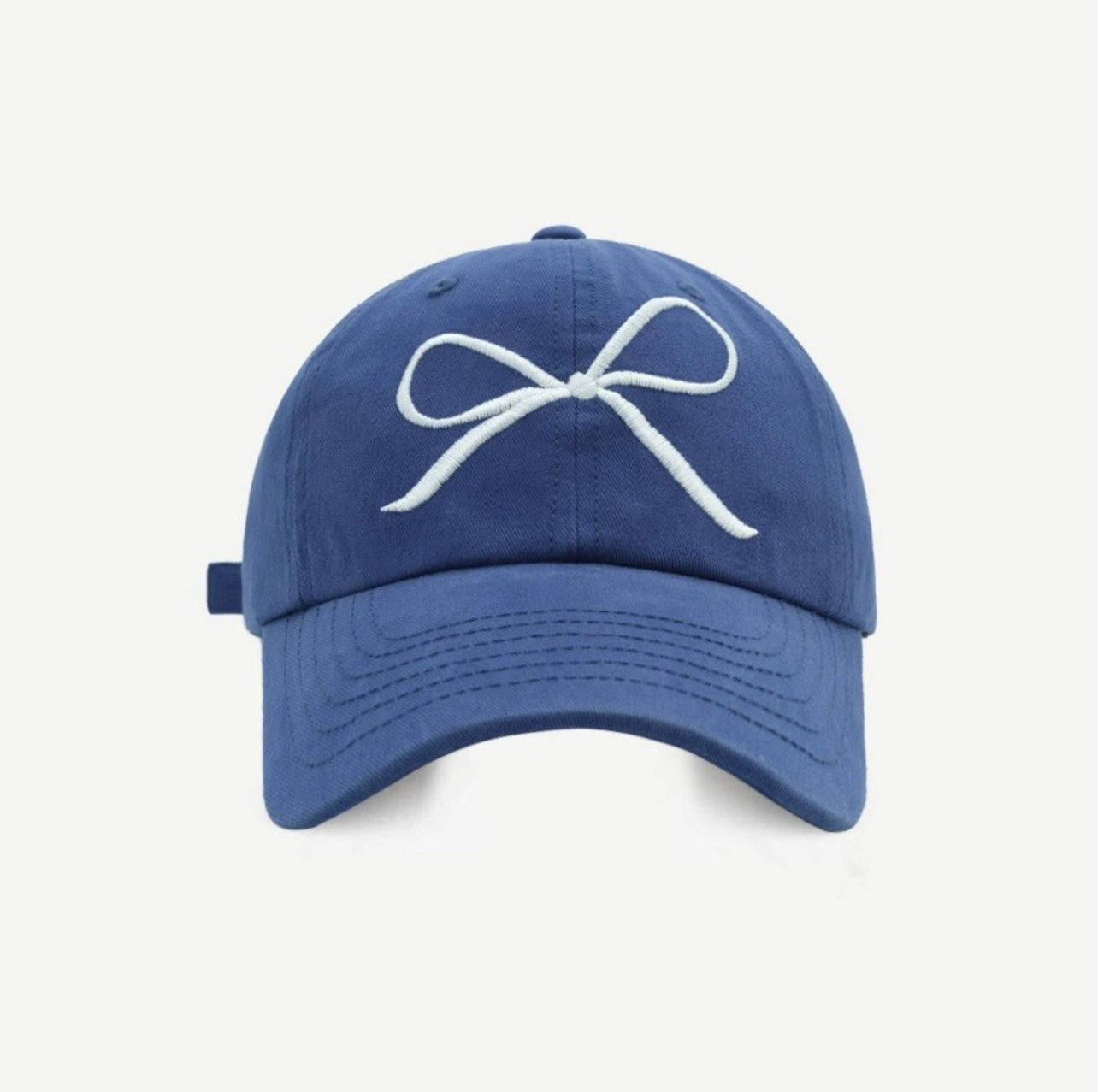 Blue Embroidered Bow Cap