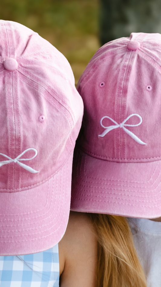 Pink Bow Embroidered Cap