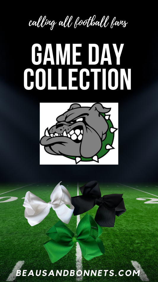 Green and White Game Day Bow Bundle