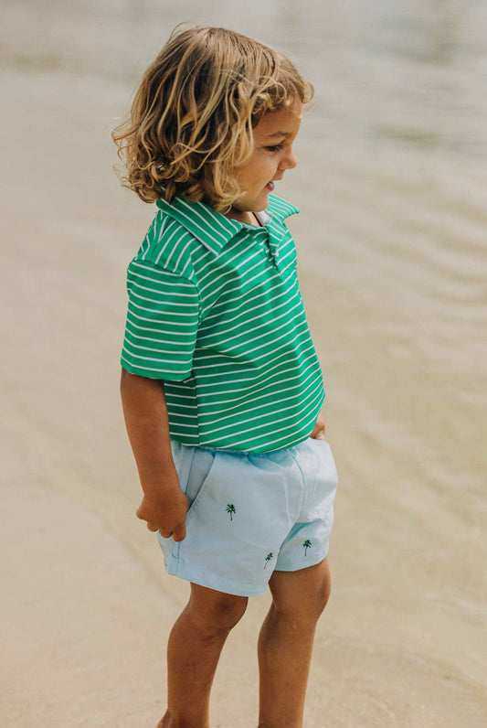 Boy Polo Emerald Green Stripe
