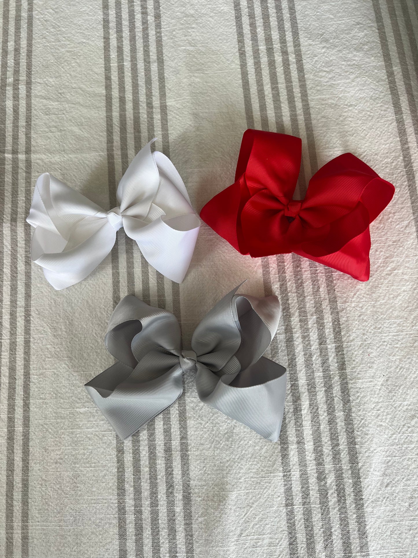 Red, White, and Gray Game Day Bow Bundle