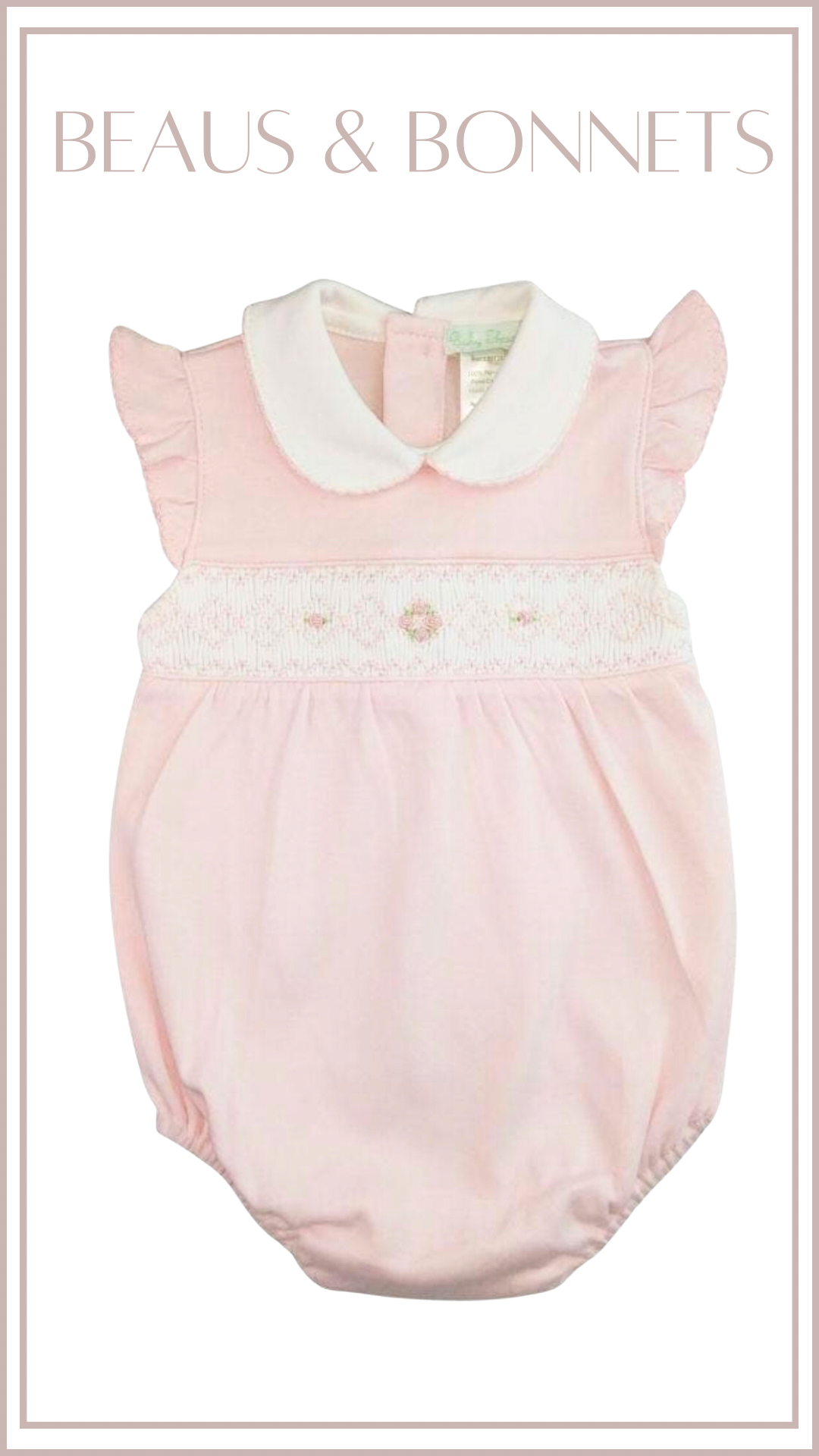 Hand Smocked Flower Pima Cotton Onesie