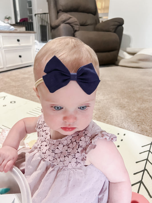 Navy Baby Headband Bow