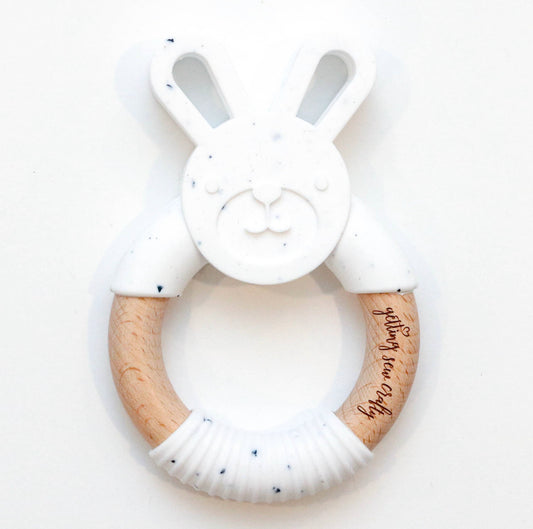Bunny Silicone + Wood Ring Teether
