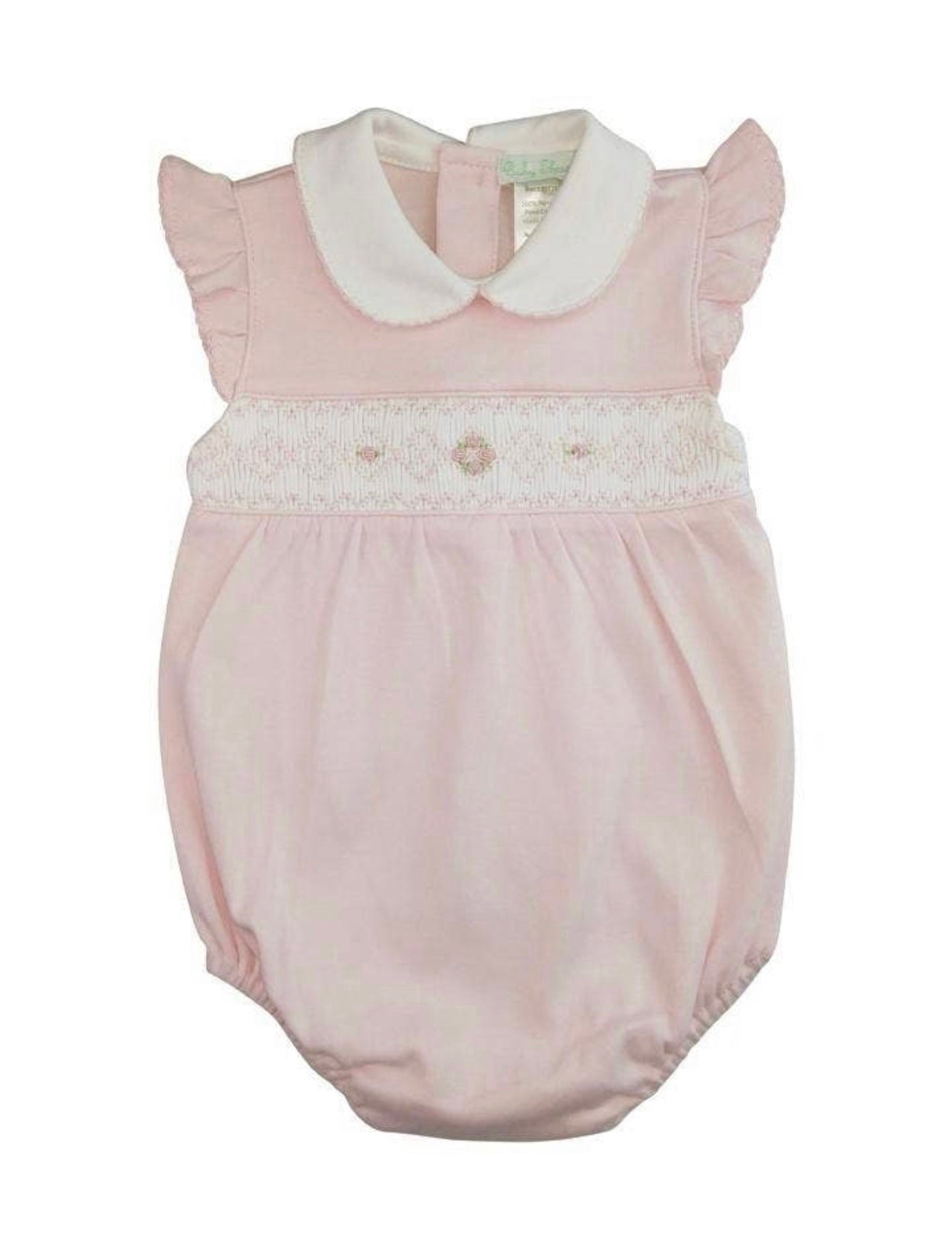 Hand Smocked Flower Pima Cotton Onesie